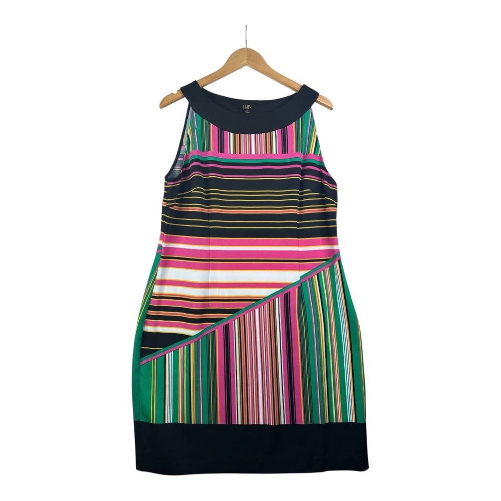 New ILE New York Striped Multicolor Sleeveless Dress‎ size 14